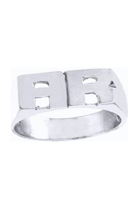 Personalized Initial Ring - Name Ring Unisex Block Style 6mm 14K Yellow or 14K White Gold.  Special Order, Made to Order. PLR016W