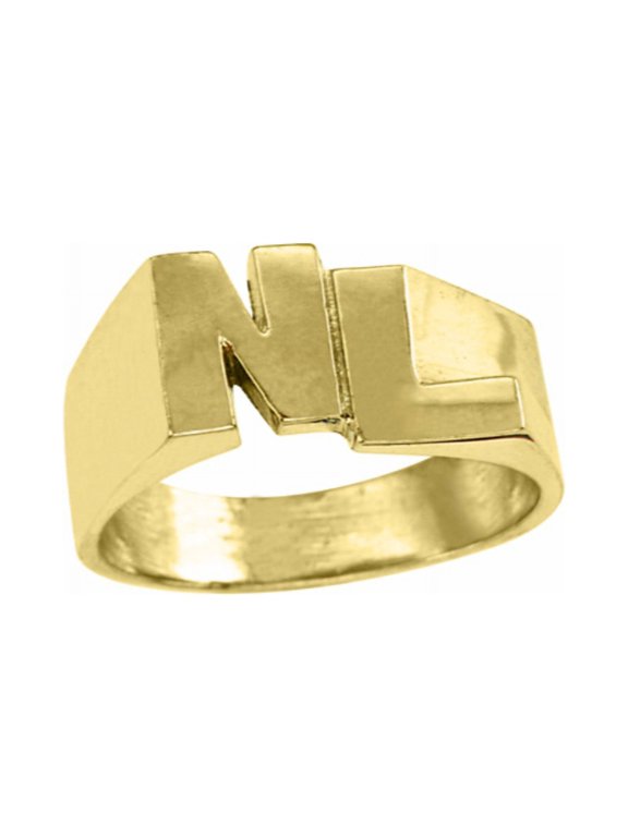Personalized Initial Ring - Name Ring Unisex Block Style 6mm Sterling Silver or Yellow Gold Plated Silver. Special Order, Made to Order. PLR015SSY