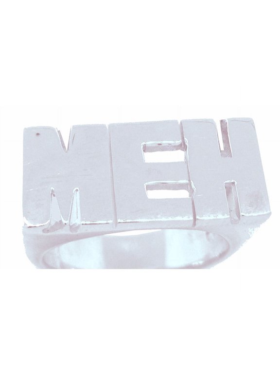 Personalized Initial Ring - Name Ring Unisex Block Style 8mm 14K Yellow or 14K White Gold. Special Order, Made to Order. PLR019BW