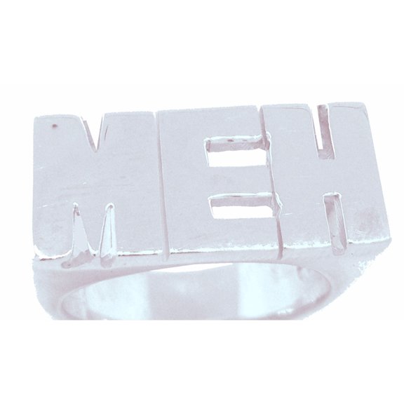 Personalized Initial Ring - Name Ring Unisex Block Style 8mm 14K Yellow or 14K White Gold.  Special Order, Made to Order. PLR019BW