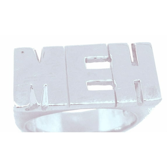 Personalized Initial Ring - Name Ring Unisex Block Style 8mm 14K Yellow or 14K White Gold. Special Order, Made to Order. PLR019BW