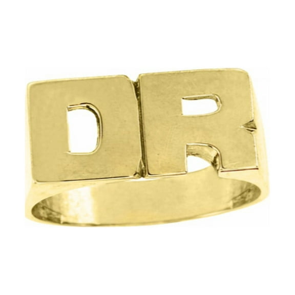Personalized Initial Ring - Name Ring Unisex Block Style 8mm 14K Yellow or 14K White Gold.  Special Order, Made to Order. PLR020Y