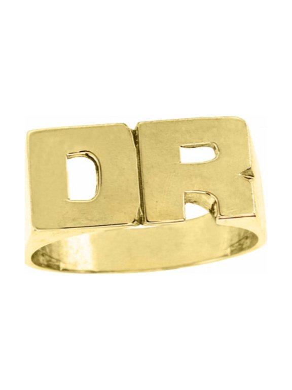 Personalized Initial Ring - Name Ring Unisex Block Style 8mm 14K Yellow or 14K White Gold. Special Order, Made to Order. PLR020Y