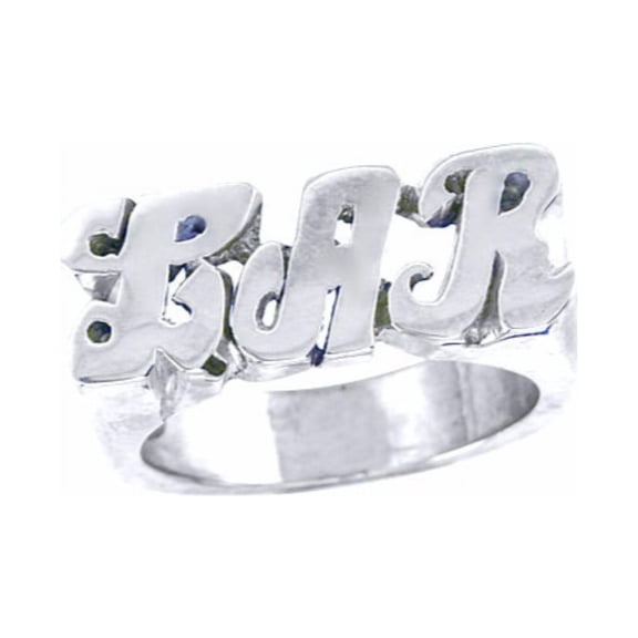 Personalized Initial Ring - Name Ring Unisex Script Style 6mm 14K Yellow or 14K White Gold.  Special Order, Made to Order. PLR017W