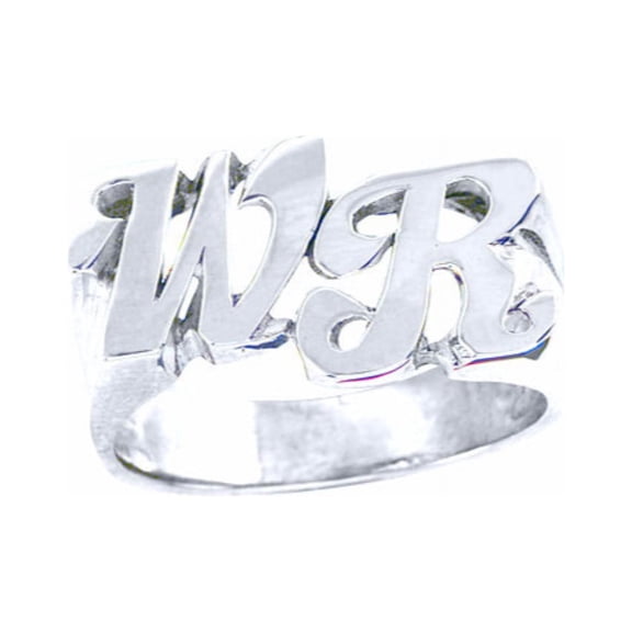 Personalized Initial Ring - Name Ring Unisex Script Style 8mm 14K Yellow or 14K White Gold.  Special Order, Made to Order. PLR018W