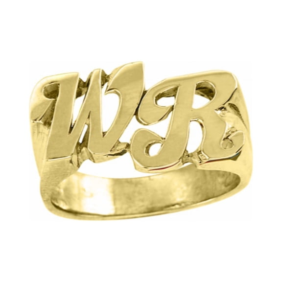Personalized Initial Ring - Name Ring Unisex Script Style 8mm 14K Yellow or 14K White Gold. Special Order, Made to Order. PLR018Y