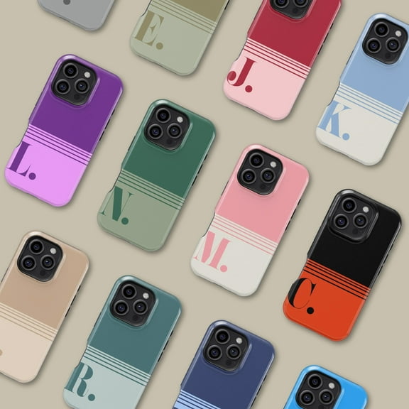 Personalized Initial Stripe Pattern Case for iPhone Samsung