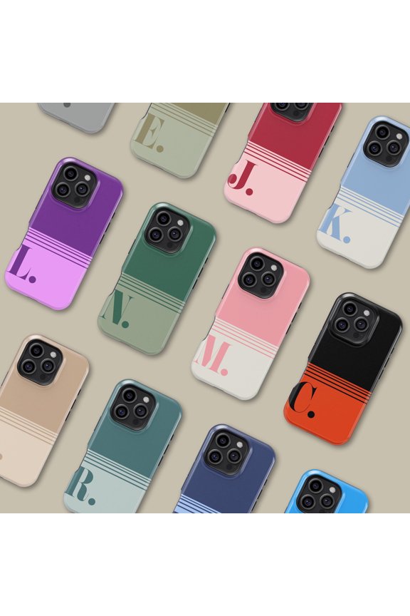 Personalized Initial Stripe Pattern Case for iPhone Samsung