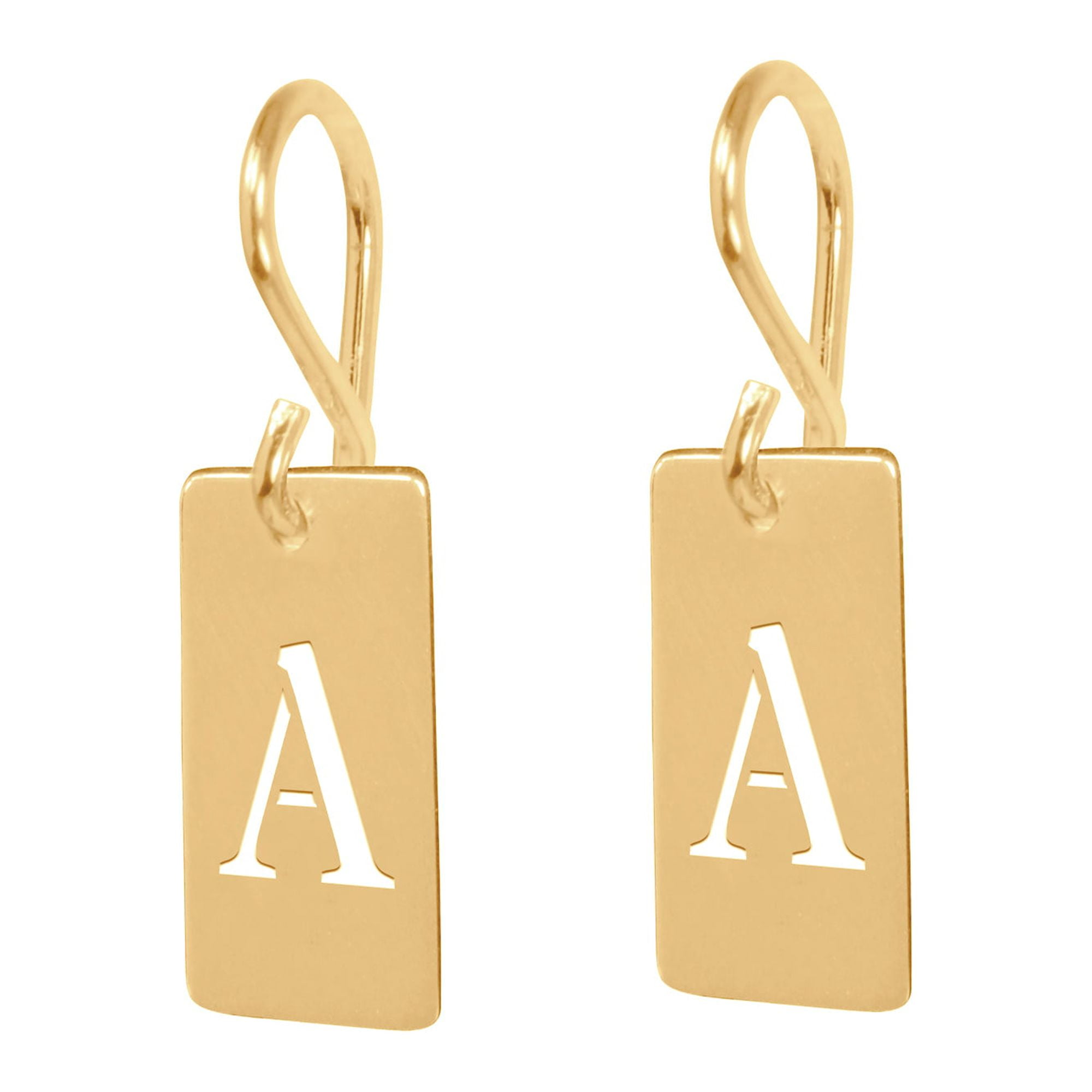 Personalized Initial Tag Earrings in 14K Gold-Plated Sterling Silver