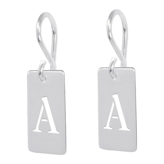 Personalized Initial Tag Earrings in Sterling Silver