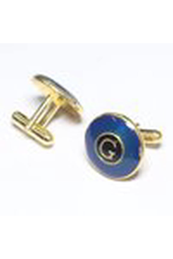 Personalized Initials Cufflinks Black & Blue Enamel Silver Cufflinks for Men