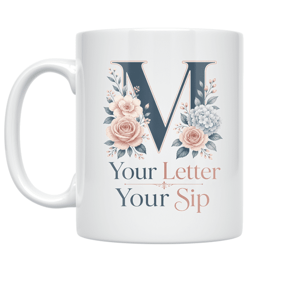 Personalized Initials Design - Floral Monogram Enthusiast - 11 oz Ceramic Coffee Mug