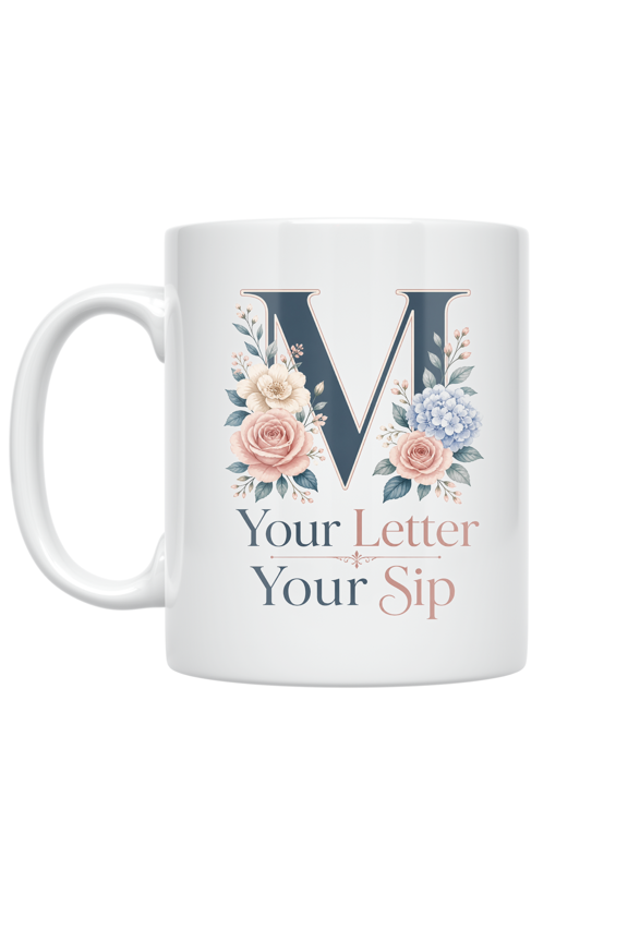 Personalized Initials Design - Floral Monogram Enthusiast - 11 oz Ceramic Coffee Mug