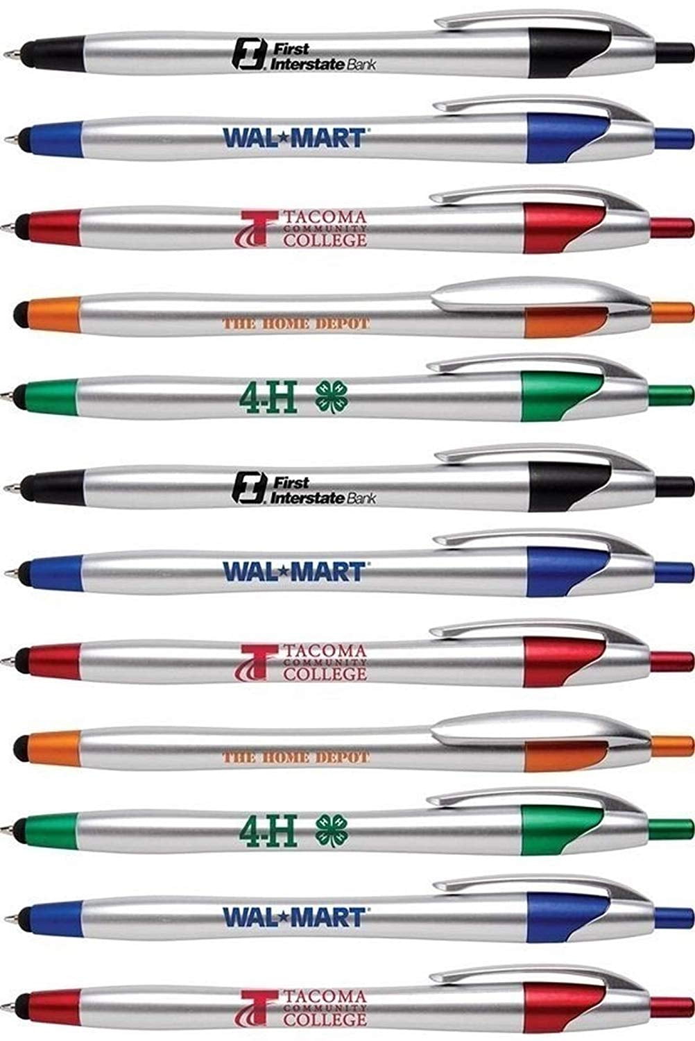 Personalized Ink Pens with Stylus The Stream Click action Custom Black writing Printed Name pens Imprinted with Your Logo Message FREE PERSONALIZATION 12 Pens Box Walmart Business Supplies