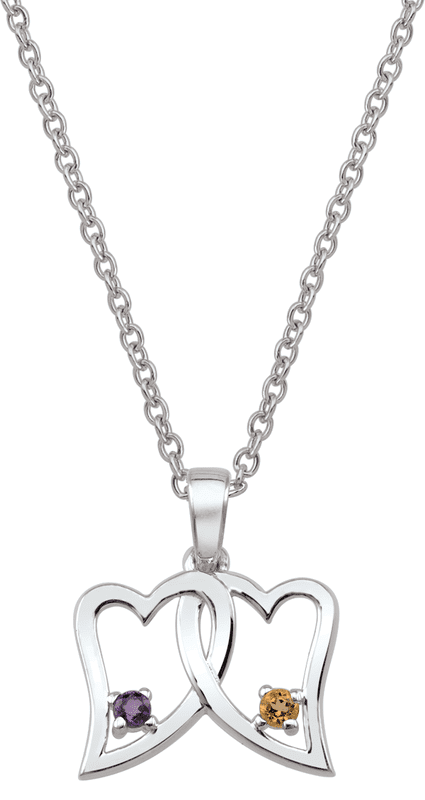 Jewlster Personalized Intertwined Heart Necklace in Sterling Silver with Gemstone Accents