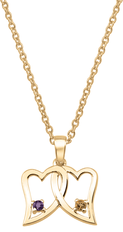 Personalized Double Heart Necklace with Intertwined Design in Gold Plated Sterling Silver