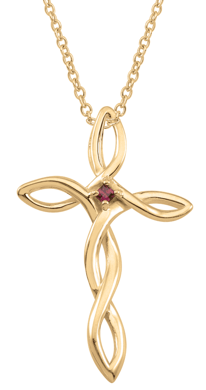 Personalized Intertwining Cross shape birthstone necklace by Jewelster