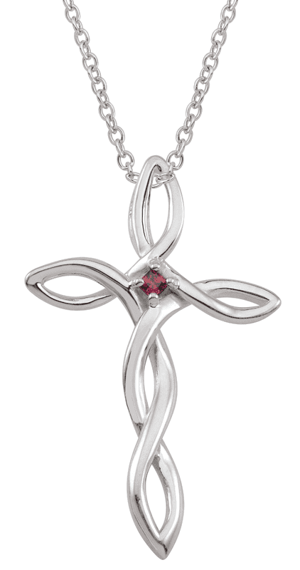 Personalized Intertwining Cross Birthstone Necklace by Jewlster