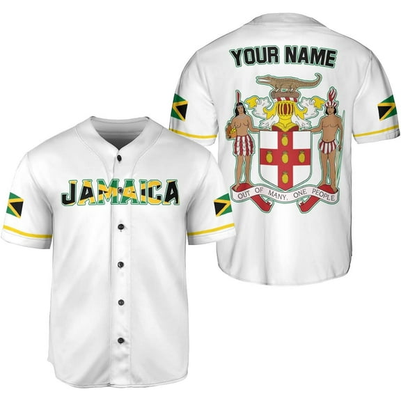 Personalized Jamaica Baseball Jersey Shirt, Custom Team Name Jamaican Baseball Jersey for Men and Women, Jamaica Country (M)