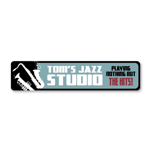 Personalized Jazz Studio Aluminum Metal Decor Sign - 4x18 inches