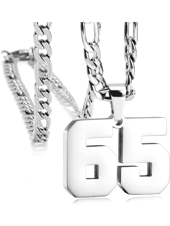 Personalized Jersey Number Necklaces for Mens,Athletes Stainless Steel Sport Number Pendant Chain for Mens Baseball/Basketball/Football Team Inspiration Jewelry with Gifts
