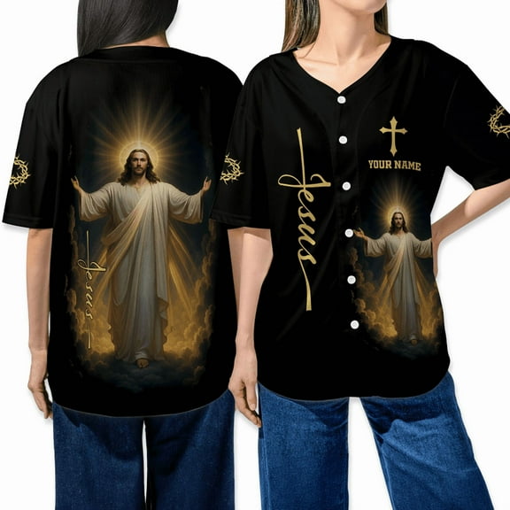 Personalized Jesus Baseball Jersey, Christian Religious Cross, Custom Name Faith Apparel Shirt, Jesus Team Jersey