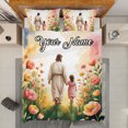 thumbnail image 1 of Personalized Jesus and Little Girl Walking The Path Quilt Bedding Set – Custom Name Christian Quilt Blanket & Pillowcases, Faith Bedroom Decor, Inspirational Religious Gift for Believers, 1 of 9