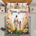thumbnail image 1 of Personalized Jesus and Little Girl Walking The Path Quilt Bedding Set – Custom Name Christian Quilt Blanket & Pillowcases, Faith Bedroom Decor, Inspirational Religious Gift for Believers, 1 of 9