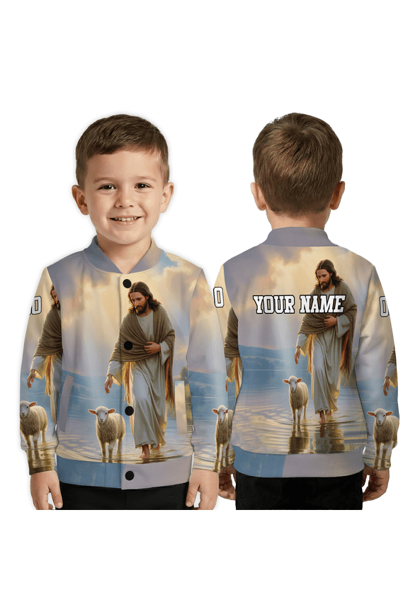 Personalized Jesus Shepherd Baseball Jacket – Christian Faith Art Baseball Jacket, Custom Lamb of God Jacket