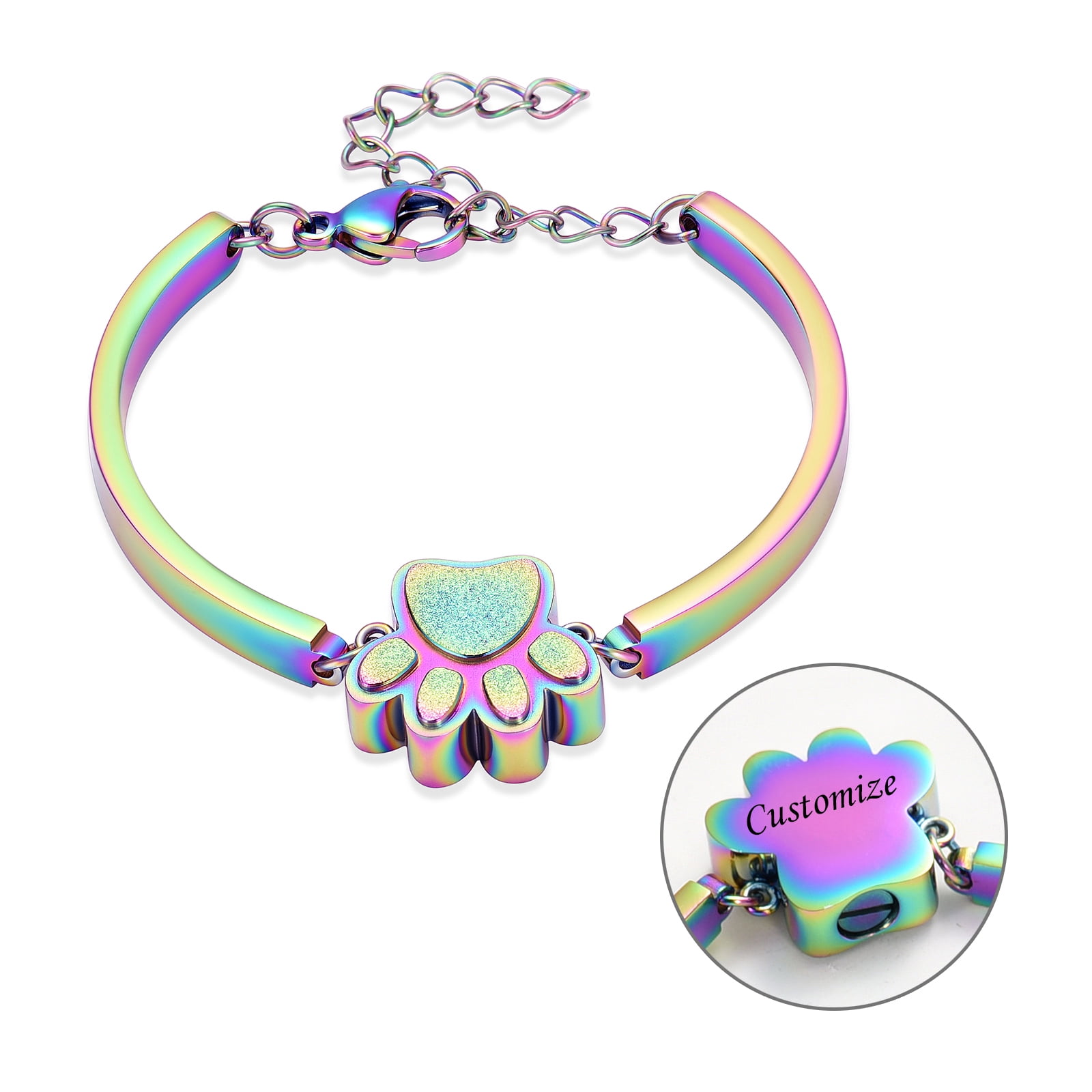 Personalized Jewelry Cremation Jewelry Urn Bracelet for Ashes Paw Print ...