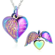 Personalized Jewelry Openable Heart Wing with Little Heart Urn for Ashes Cremation Jewelry for Ashes Urn Necklace Lockets for Human Ashes