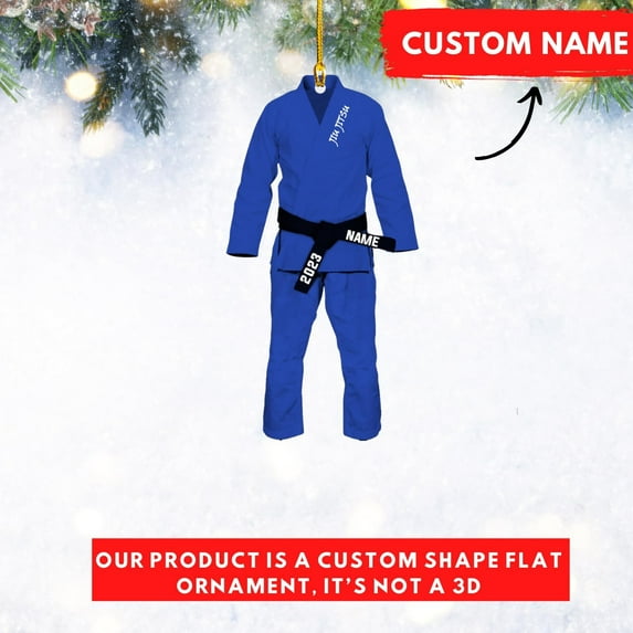 Personalized Jiu Jitsu Ornament Brazilian Jiu Jitsu Gift Hanging for Men Jiu Jitsu Custom Name Jiu Jitsu Christmas Ornament for Xmas 2025 Gift for Sensei Instructor Ornaments (Style 4) - 3554 (Blue)