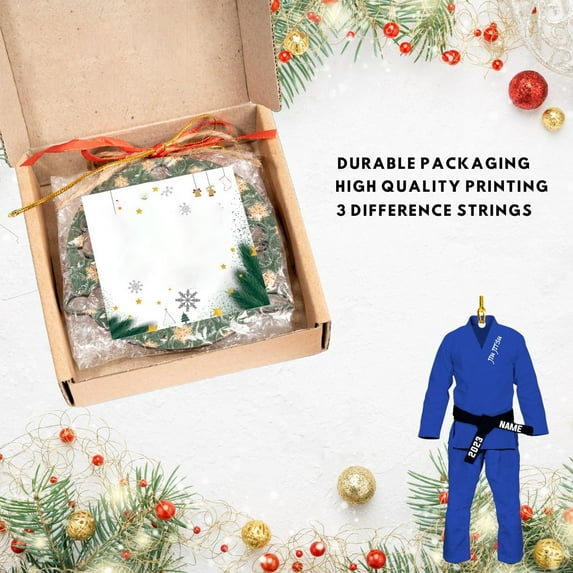 Personalized Jiu Jitsu Ornament Brazilian Jiu Jitsu Gift Hanging for Men Jiu Jitsu Custom Name Jiu Jitsu Christmas Ornament for Xmas 2025 Gift for Sensei Instructor Ornaments (Style 4) - 3554 (Red)