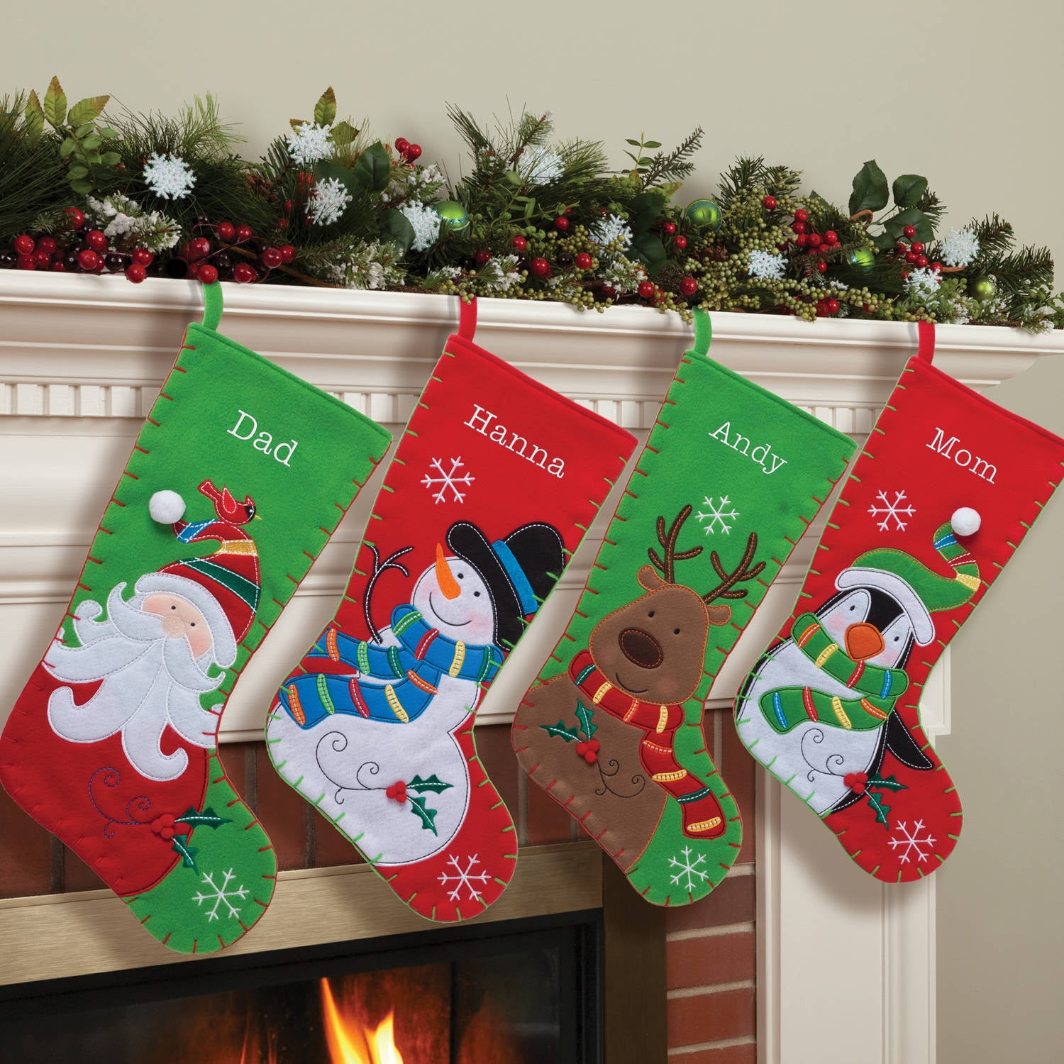 Personalized Joyful Christmas Stocking, Available in 4 Cute Characters
