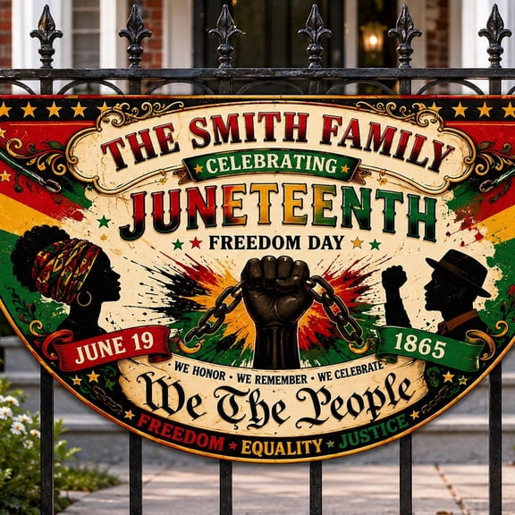 Personalized Juneteenth Bunting Banner, Freedom Day Porch Flag, Juneteenth Decor, Freedom Day Celebration Sign