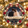 Tree Intital Personalized Just Married Christmas Tree Ornament, Winter Wedding ...