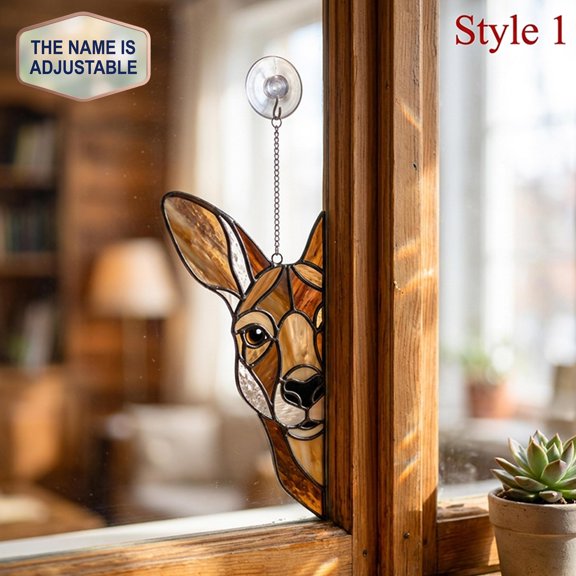 Personalized Kangaroo Acrylic Suncatcher, Custom Name 2D Flat Window Hanging Decor, Nature and Animal Lover Gift