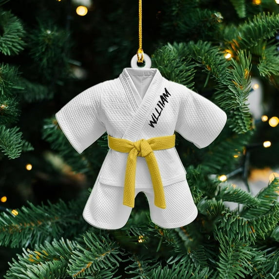 Personalized Karate Ornament Karate Uniform Ornaments Gifts for Karate Lovers Karate Gift Christmas Ornament 2025 Taekwondo Ornament Jiu Jitsu Ornament Gift for Karate (KRT3) - 3159 (Yellow)