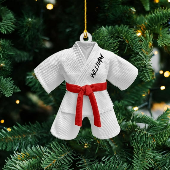 Personalized Karate Ornament Karate Uniform Ornaments Gifts for Karate Lovers Karate Gift Christmas Ornament 2025 Taekwondo Ornament Jiu Jitsu Ornament Gift for Karate (KRT3) - 3159 (Red)