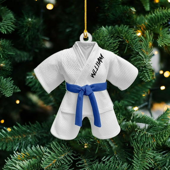 Personalized Karate Ornament Karate Uniform Ornaments Gifts for Karate Lovers Karate Gift Christmas Ornament 2025 Taekwondo Ornament Jiu Jitsu Ornament Gift for Karate (KRT3) - 3159 (Blue)
