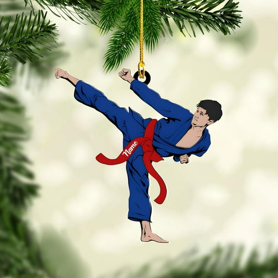 Personalized Karate Ornament, Personalized Karate Uniform Acrylic Shape Flat Ornament, Custom Karate Ornament, Gifts for Karate Lovers, Karate Christmas Ornament (Style 2) - 3548 (Style4)
