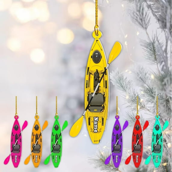 Personalized Kayak Ornament Lake Kayaking Board Ornament Kayak Gift for Christmas Tree Kayaking Christmas Ornament Kayaking Gifts Ornaments (Kayak 2) - 3228 (Yellow)