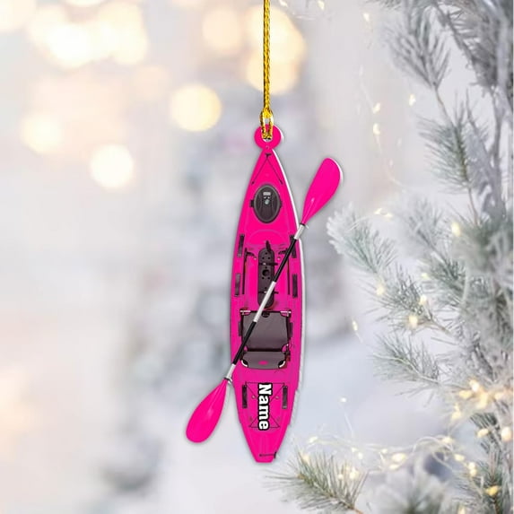 Personalized Kayak Ornament Lake Kayaking Board Ornament Kayak Gift for Christmas Tree Kayaking Christmas Ornament Kayaking Gifts Ornaments (Kayak 2) - 3228 (Pink)
