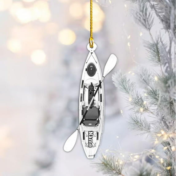 Personalized Kayak Ornament Lake Kayaking Board Ornament Kayak Gift for Christmas Tree Kayaking Christmas Ornament Kayaking Gifts Ornaments (Kayak 2) - 3228 (White)