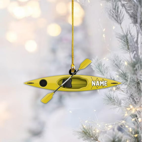 Personalized Kayak Ornament Lake Kayaking Board Ornament Kayak Gift for Christmas Tree Kayaking Christmas Ornament Kayaking Gifts Ornaments (Kayak 7) - 3360 (Yellow)