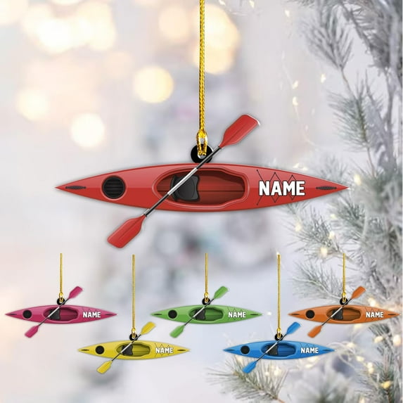 Personalized Kayak Ornament Lake Kayaking Board Ornament Kayak Gift for Christmas Tree Kayaking Christmas Ornament Kayaking Gifts Ornaments (Kayak 7) - 3360 (Red)