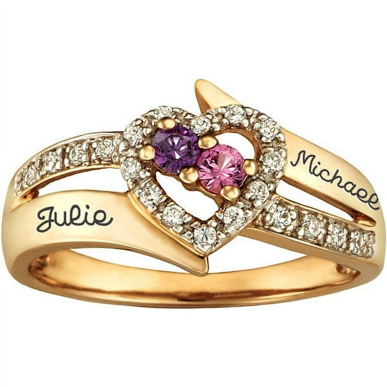Personalized Keepsake Enchantment Promise Ring with Birthstones Sterling Silver Gold Plated Adult Unisex Size One Size