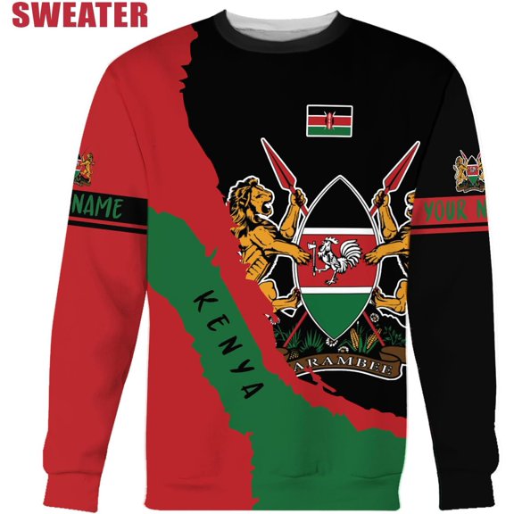 Personalized Kenya Flag 3D Shirts - Kenyan Pride Gift (Sweatshirt, M)