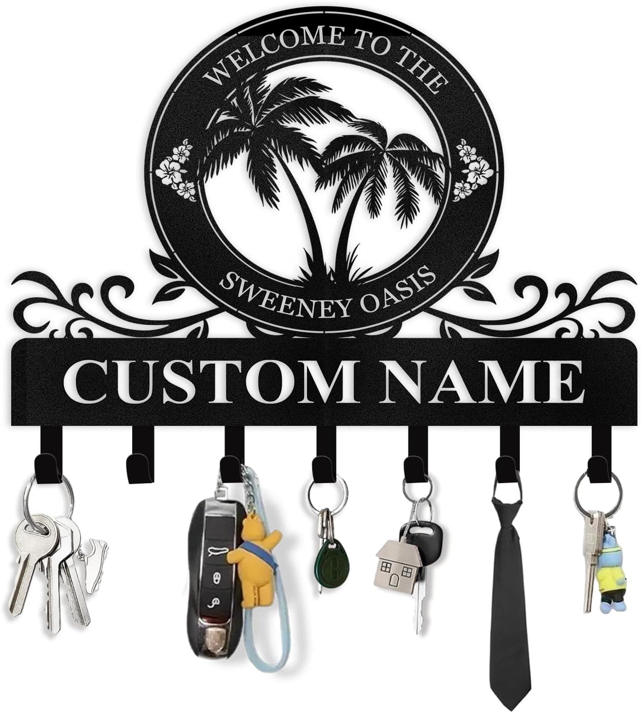 Personalized Key Holder for Wall - Beach Theme Coat Rack Wall Mount ...