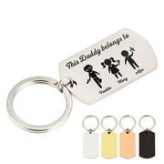 Personalized Keychain, Custom Engraved Family Portrait Keyring Key Tags, Unique Gift for Dad Grandpa Birthday, Fathers Day, Anniversary, Christmas